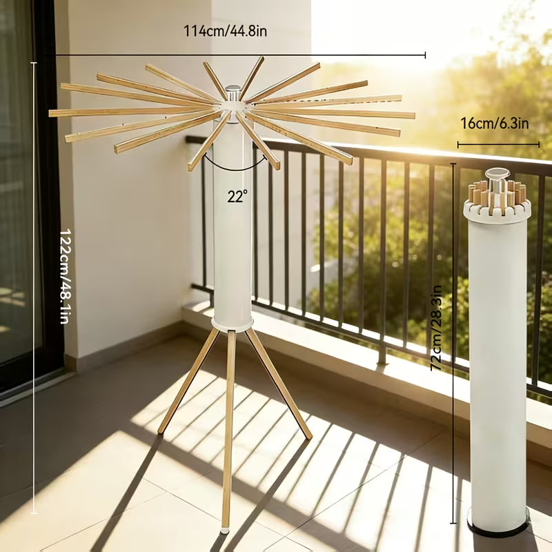 Wooden Tripod Clothes Drying Stand Rotating Garment Hanger