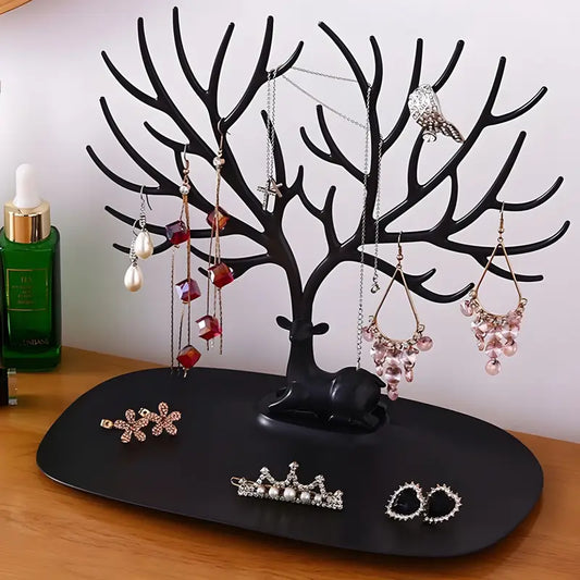 Modern Deer Sculpture Jewelry Rack With Storage Tray